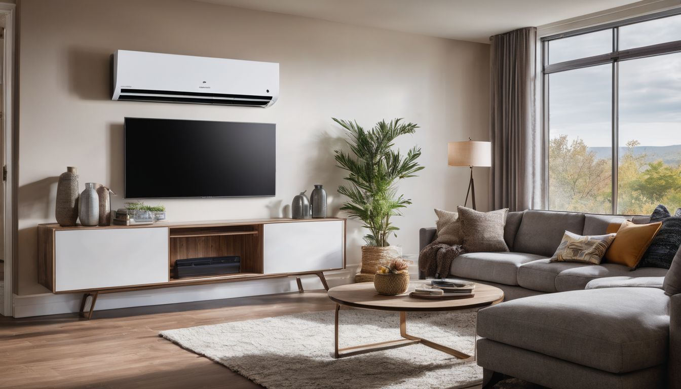 A newly installed heat pump in a modern home interior.