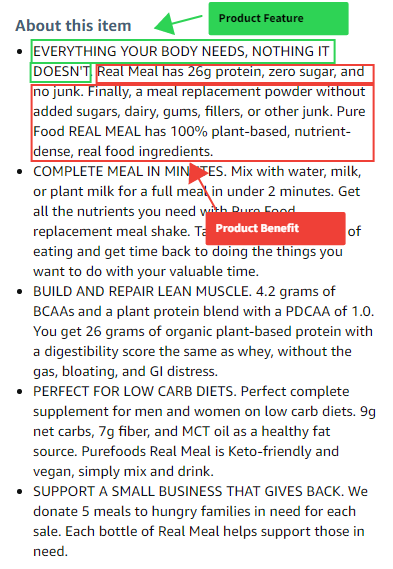 Amazon product listing bullet points