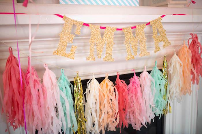 Glitter letter banner & tassel garland from a Kitty Cat Birthday Party on Kara's Party Ideas | KarasPartyIdeas.com (8)
