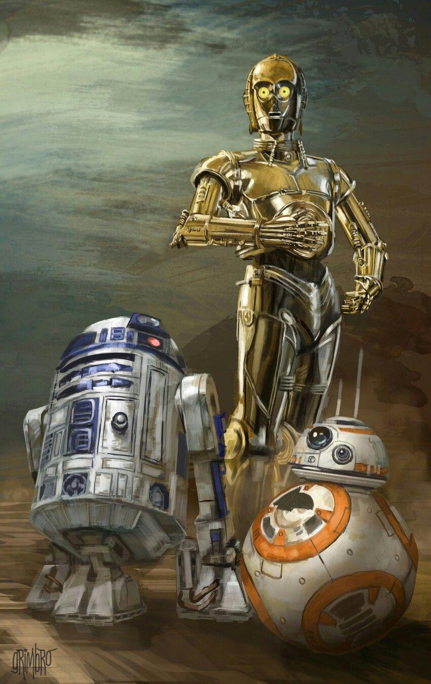 R2D2,C3PO AND BB-8 | スターウォーズアート, 映画 ポスター, スターウォーズのポスター