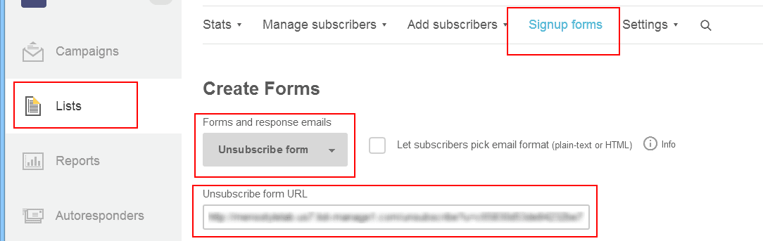 Creating your unsubscribe link with Mailchimp