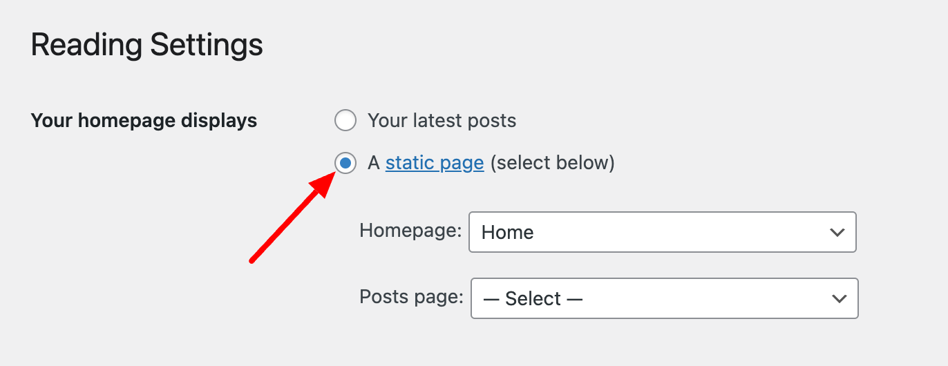 change reading settings of your wordpress site
