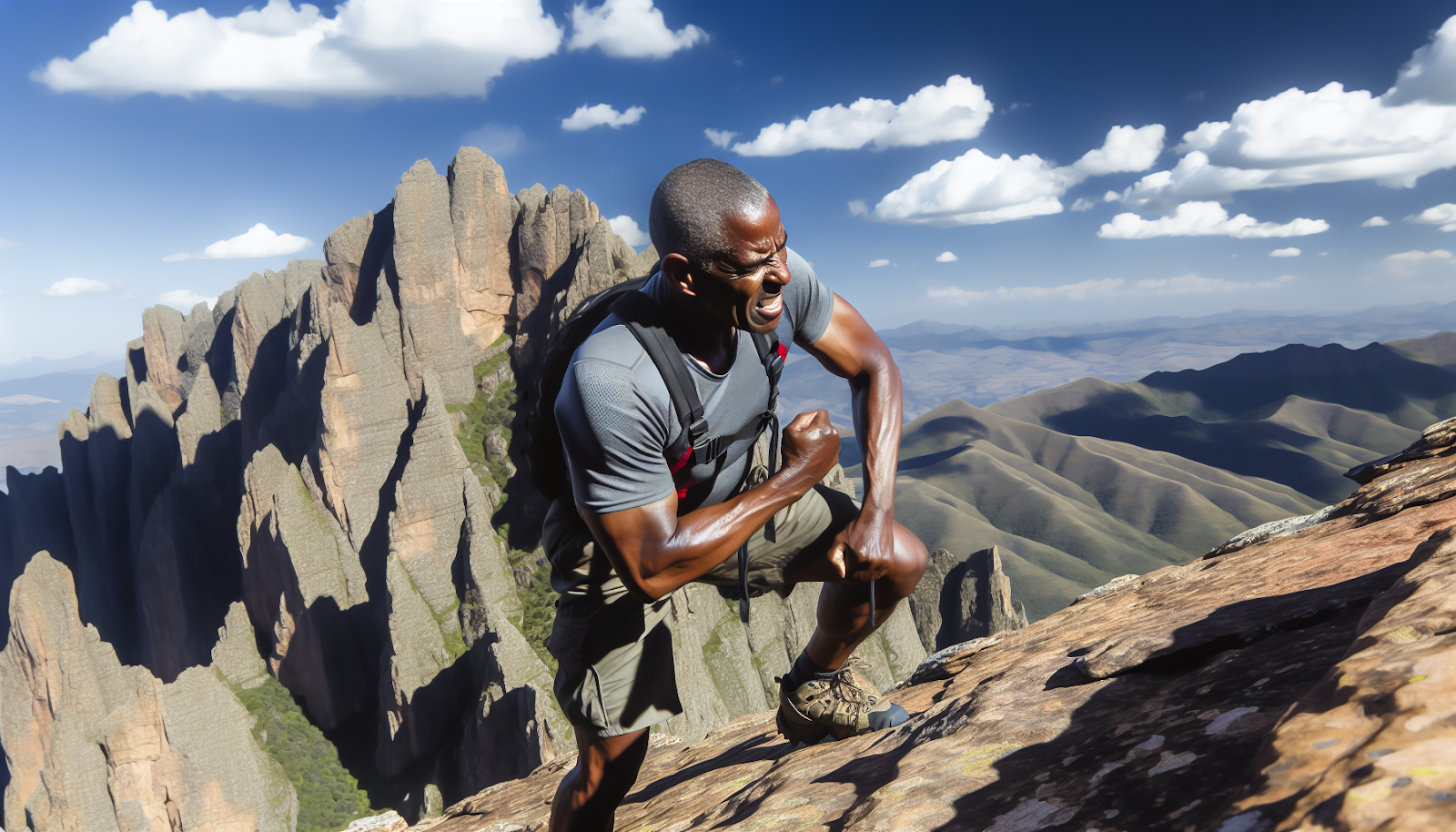A person climbing a mountain, symbolizing overcoming obstacles and embracing change