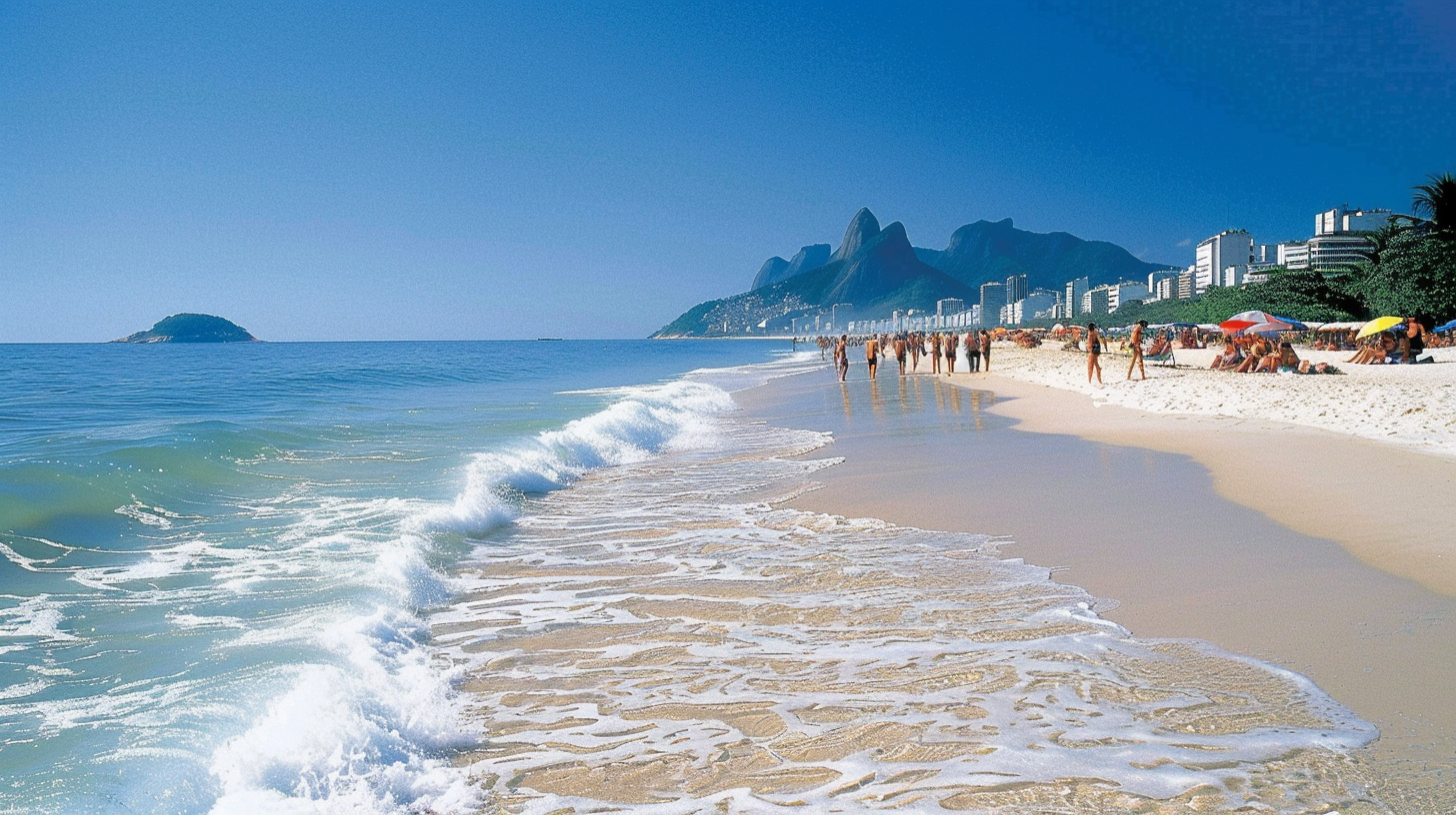People walking along the beach in Rio de Janeiro