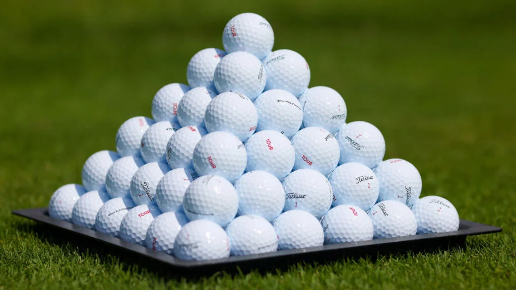 Pile of stacked golf balls