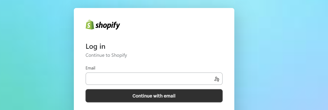 Enter your credentials to log in to Shopify