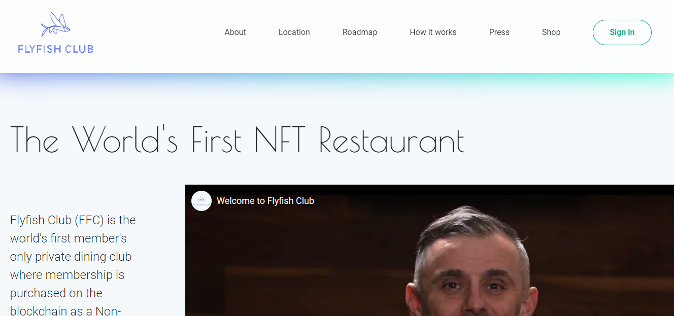 Flyfish club (FFC) is a membership only private dining club where membership is purchased through NFT and owned by the token holder
