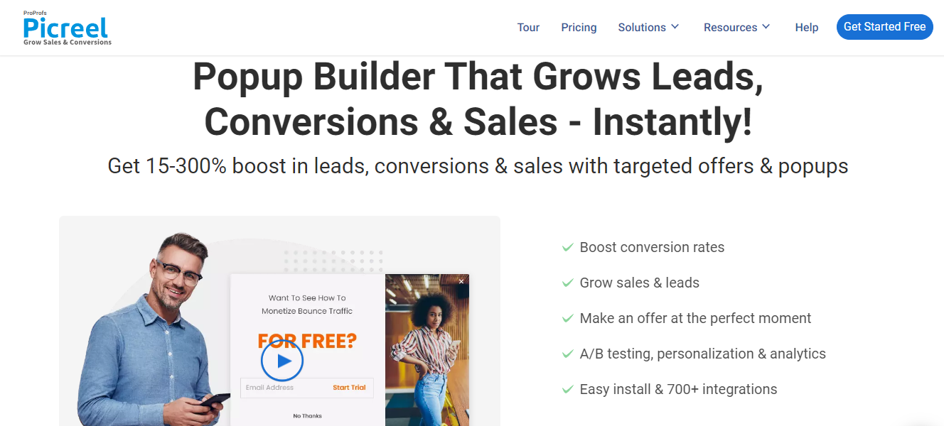 Picreel - one of the best Sumome Alternatives with its custom popup builder