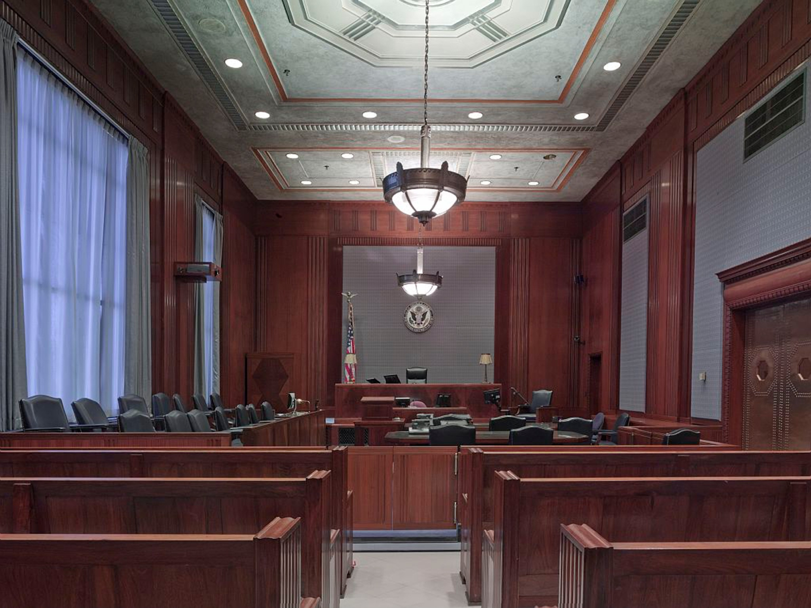 an empty dc courtroom, personal injury law theme