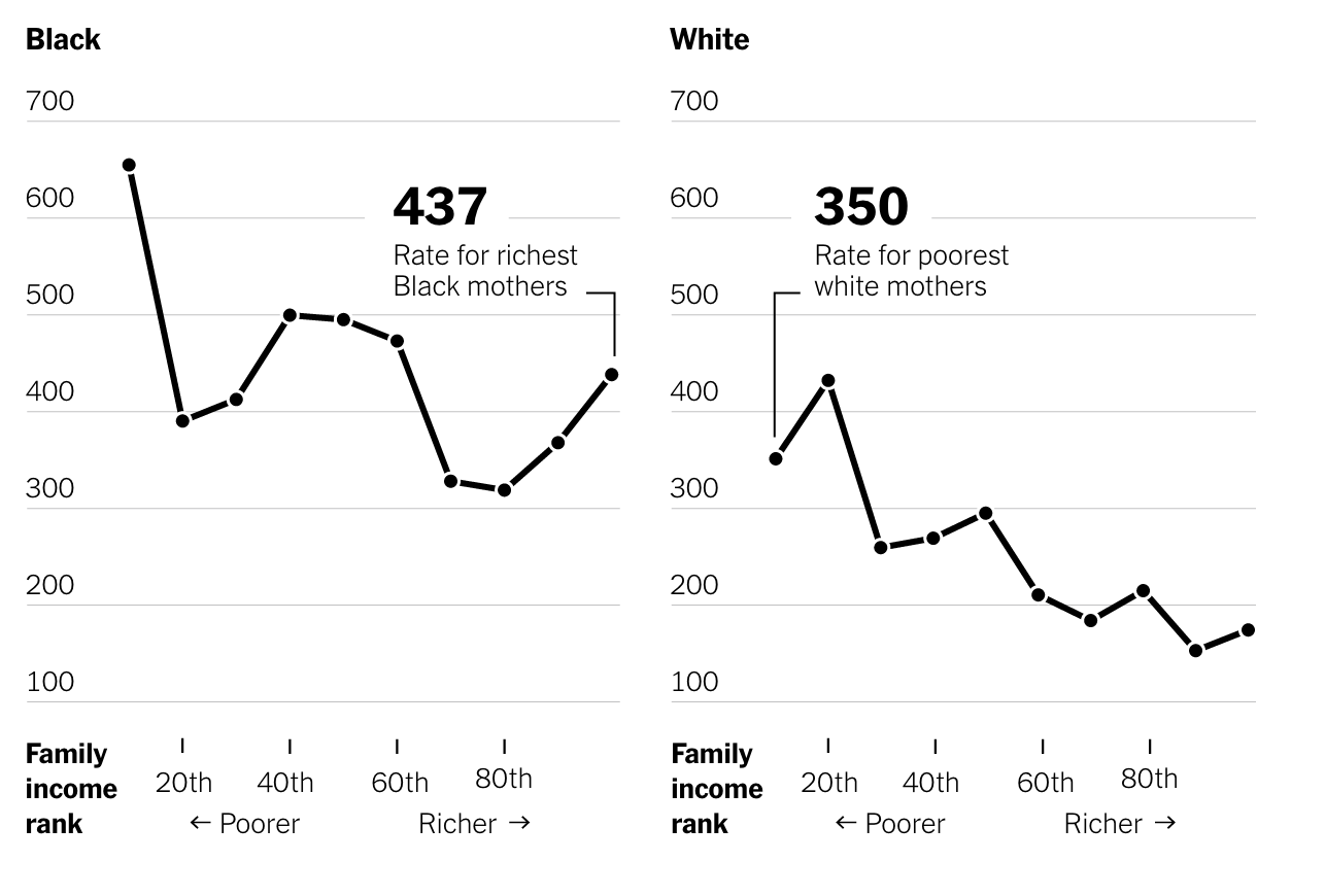 Image Source: The New York Times. The richest Black women have infant mortality rates at about the same level as the poorest white women.