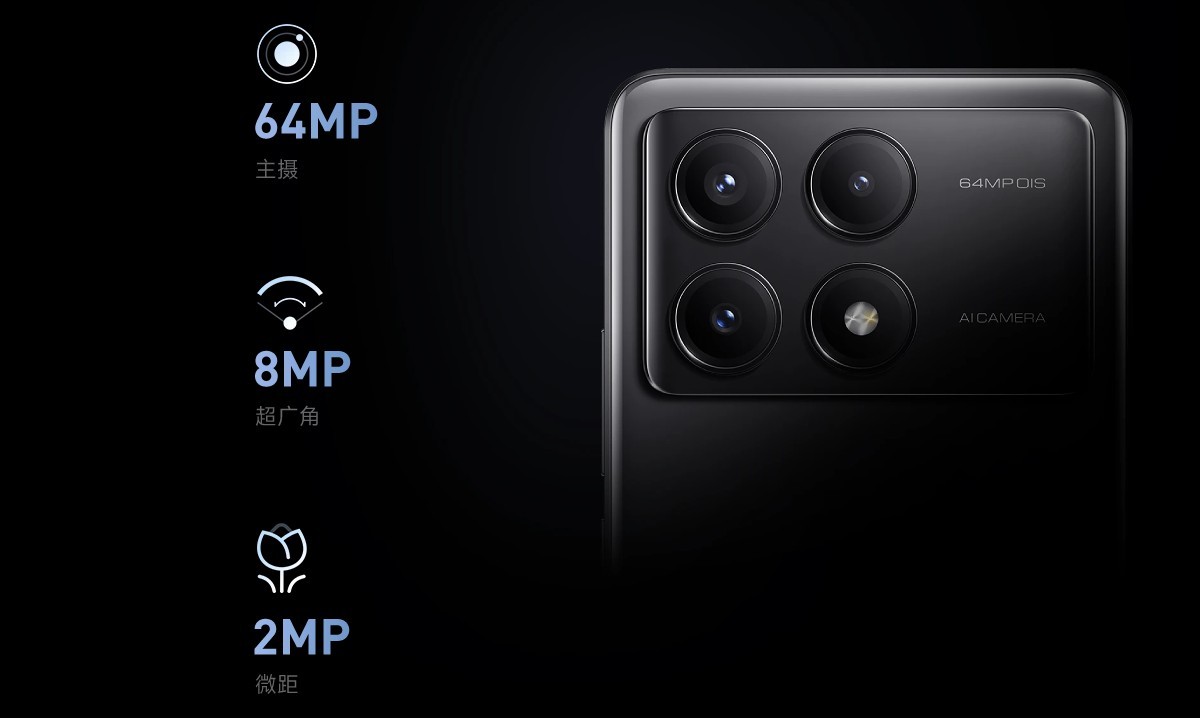 Camera của Redmi K70E: Chính 64MP, siêu rộng 8MP và một camera macro