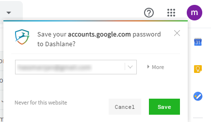 dashlane pop up