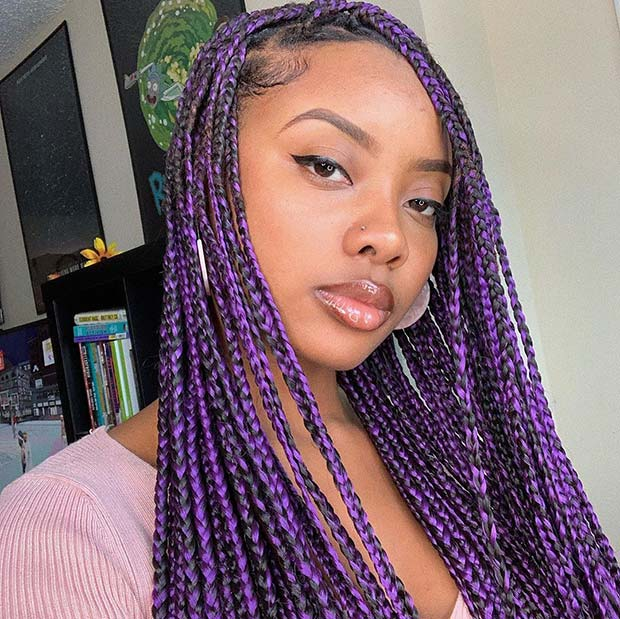 Purple Knotless box braid