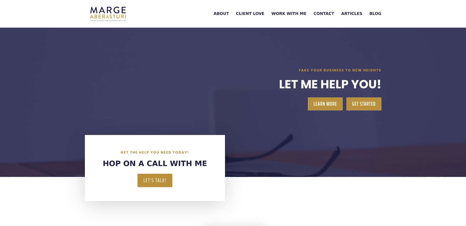 marge aberasturi virtual assistant website example