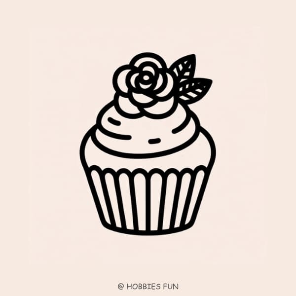Cute Rose as Cupcake Topper Drawing