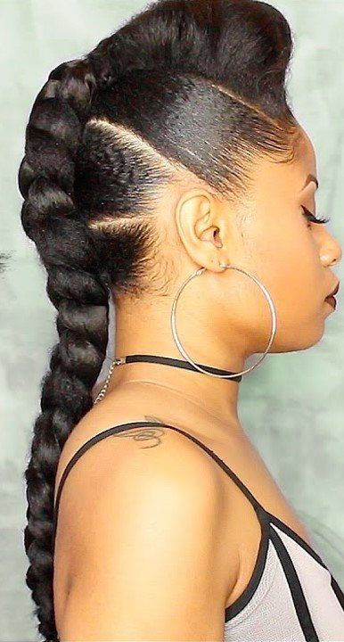 Side  view of a lady wearing the braided variation of the hairstyle 