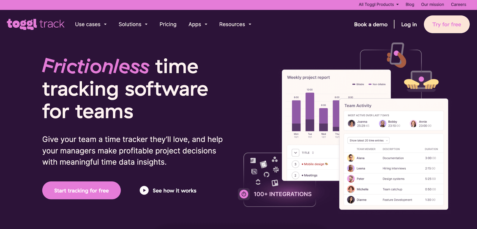Toggl Track best time tracking apps
