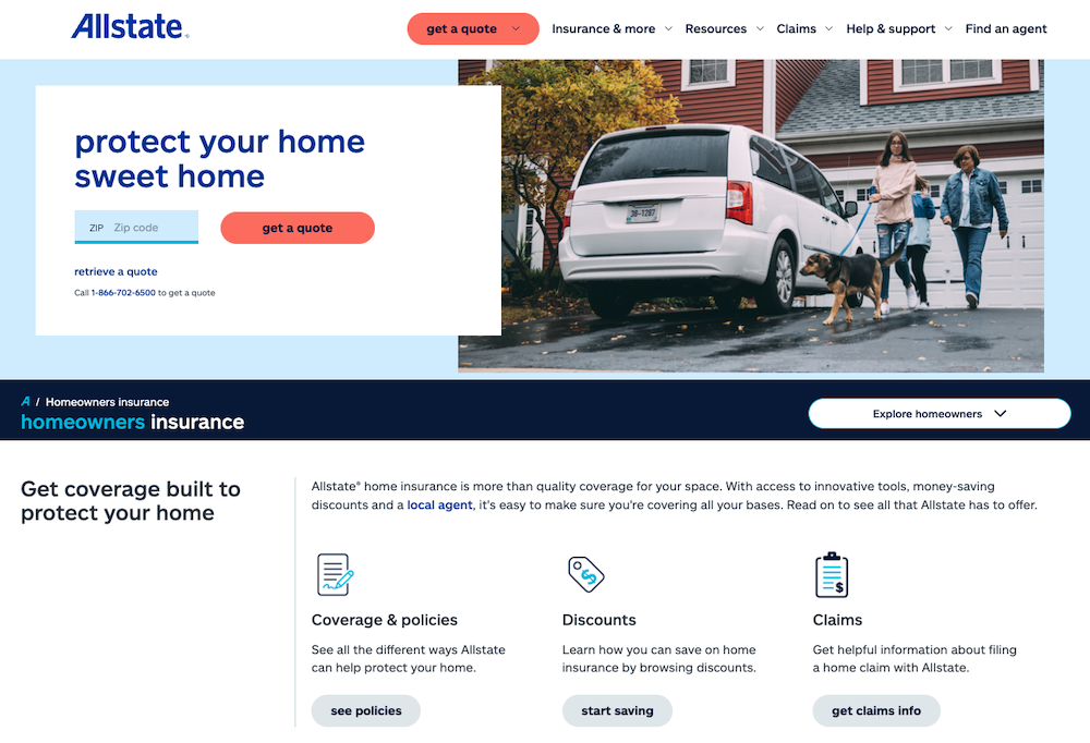 Allstate home insurance content example
