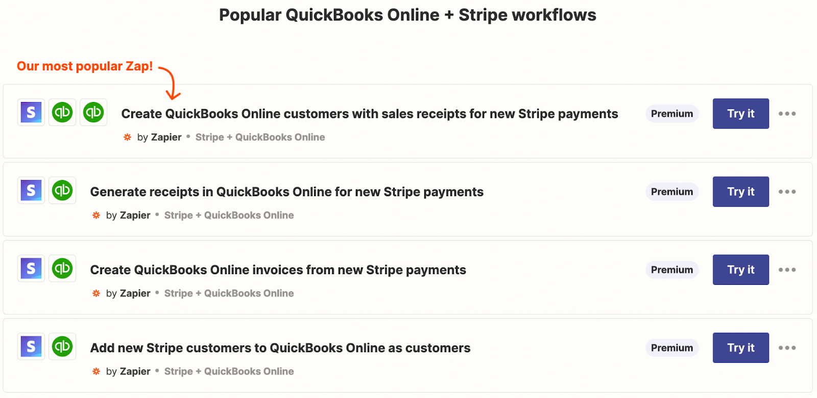 Popular QuickBooks Online and Stripe workflows