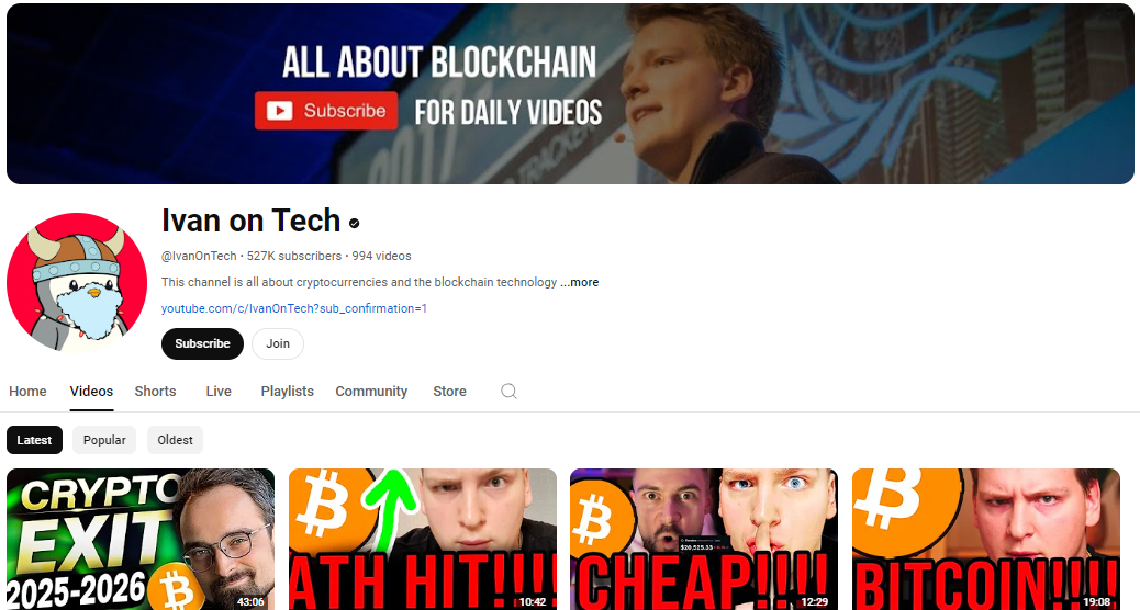 Ivan on Tech YouTube Channel Homepage
