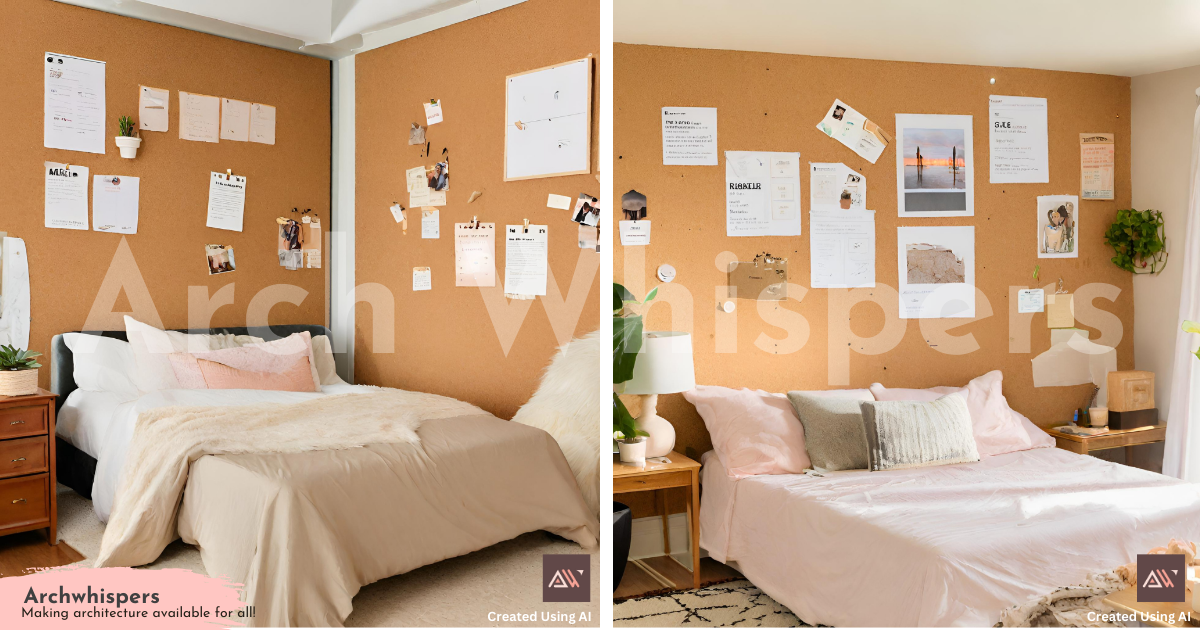 A Bedroom With Cork Board Walls and a Bed