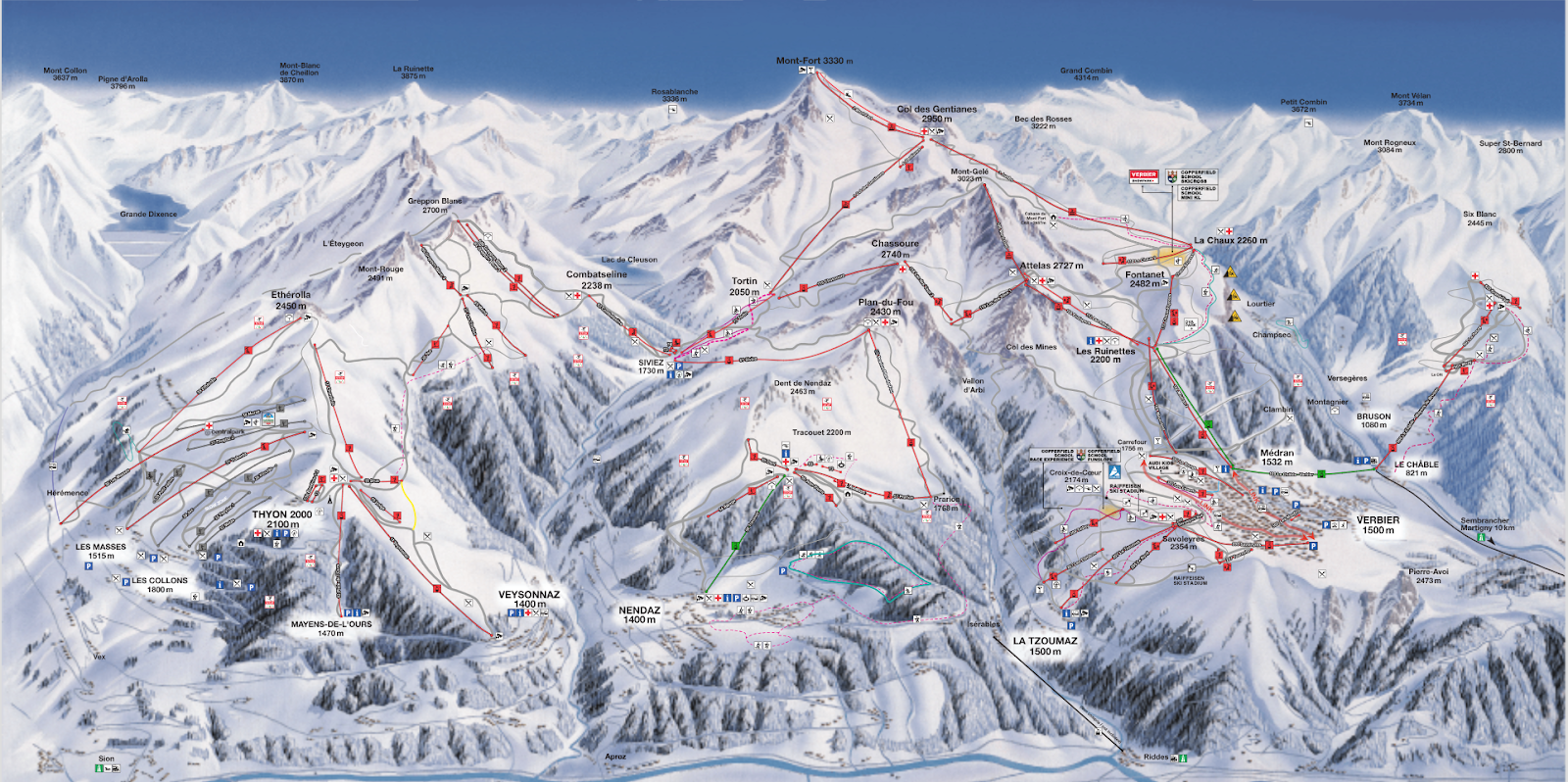 Verbier Ski Map: Detailed Mapping - Agence ABC Verbier
