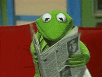 Gif of Kermit the Frog Reading The Newspaper