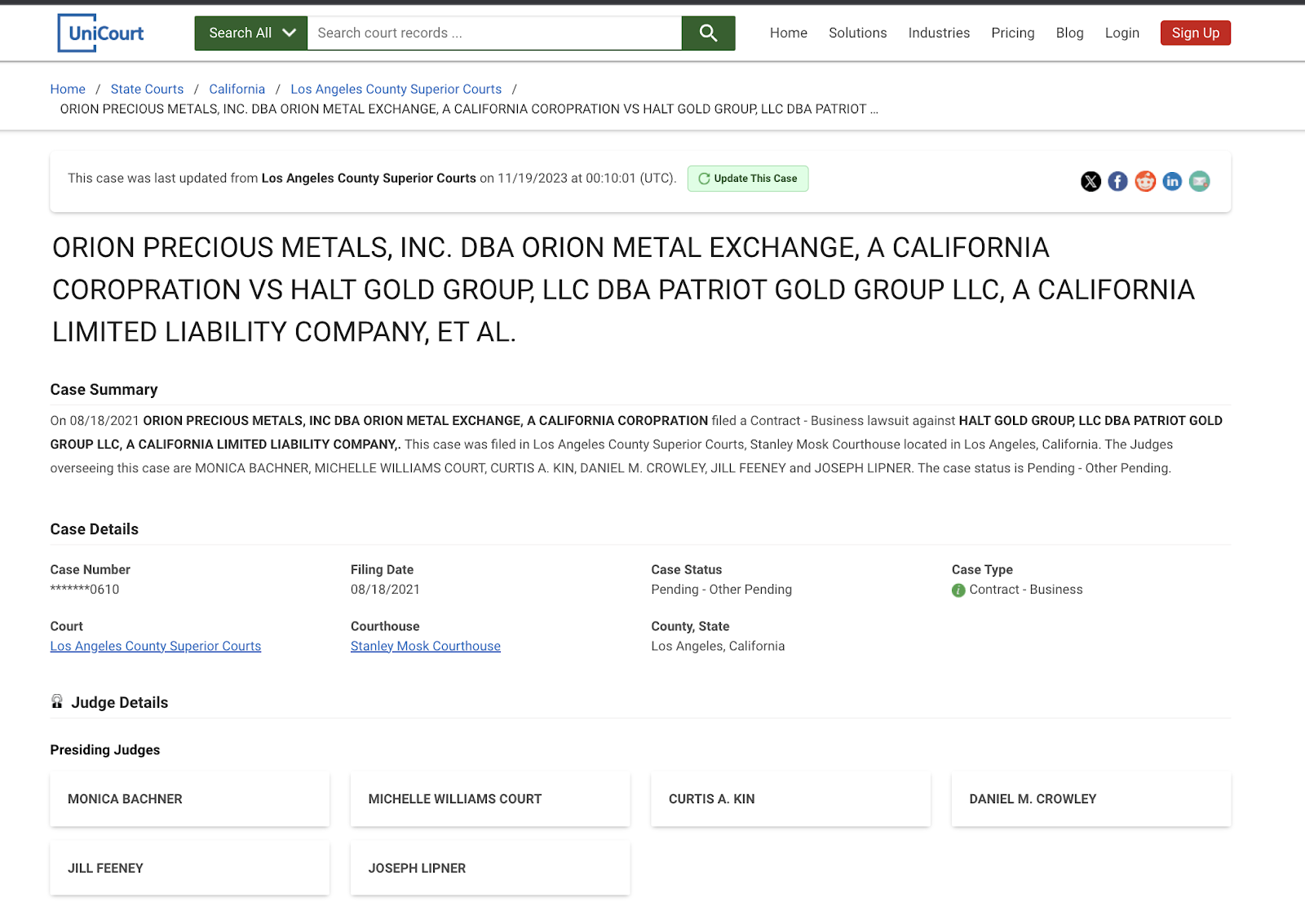 Orion Metal Exchange lawsuit 2