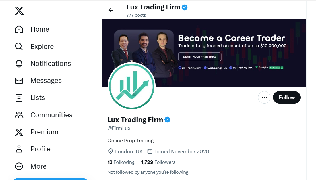 Lux Trading Firm reviews on X