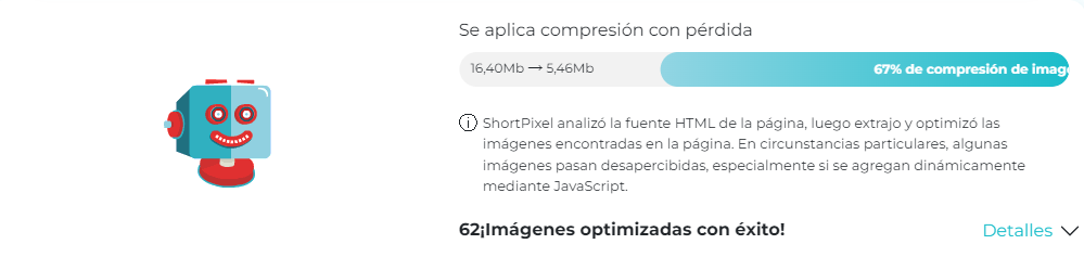 shortpixel optimizando un sitio web