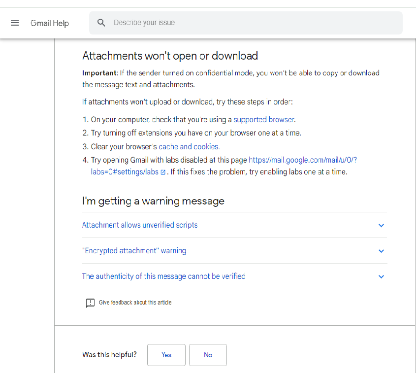 steps to fix cannot download gmail attachments