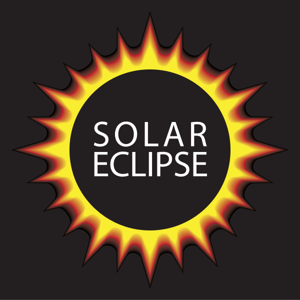 digital image of a solar eclipse with text of solar eclipse
