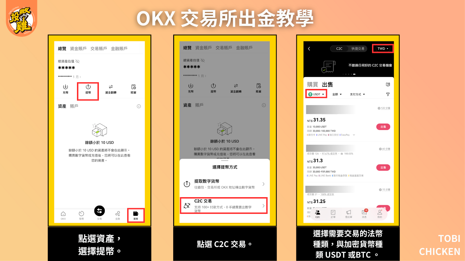 2024最新｜ OKX 交易所 出金 教學：加密貨幣換成新台幣，OKX 提現、C2C 交易、內部轉帳、OKX 提幣