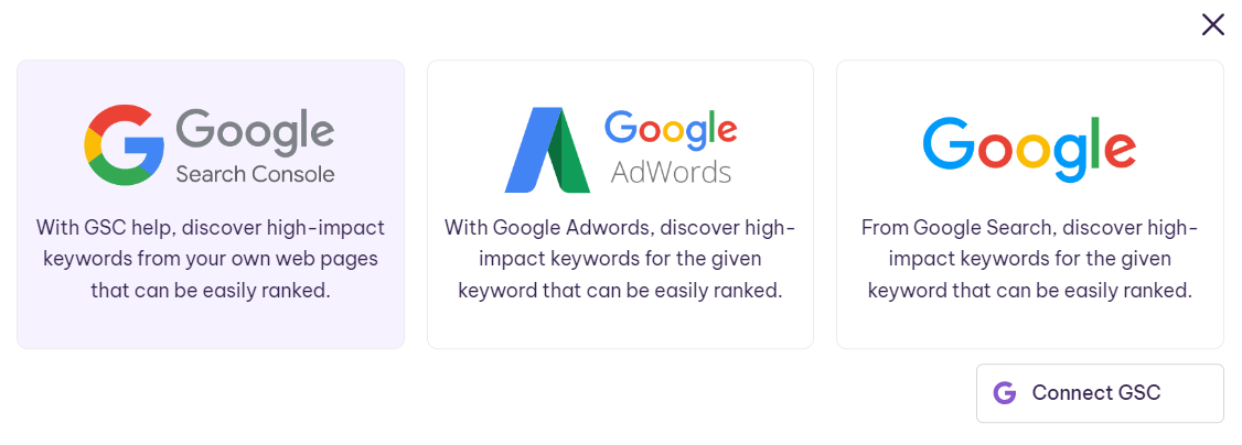 connect GSC,google adwords and google search on serpple dashboard