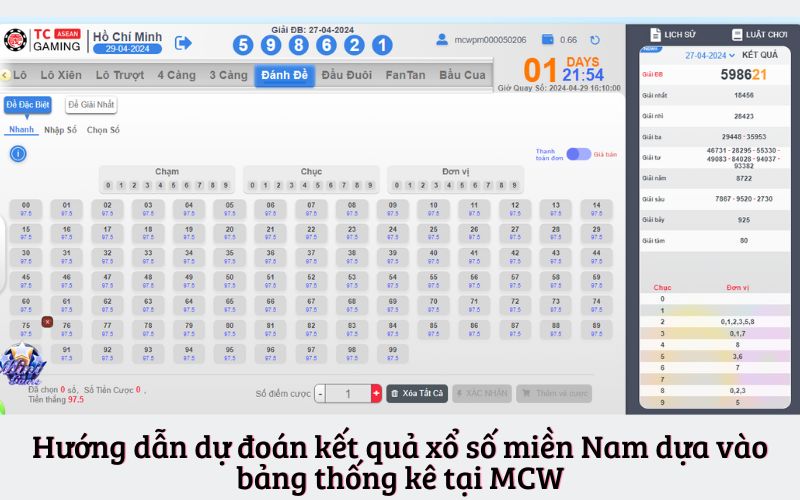 Hướng dẫn dự đoán kết quả xổ số miền Nam dựa vào bảng thống kê tại MCW