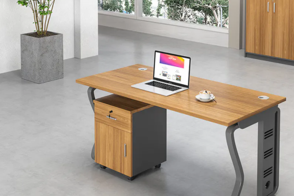  Brown Office Table with Drawer & Cabinet Door 