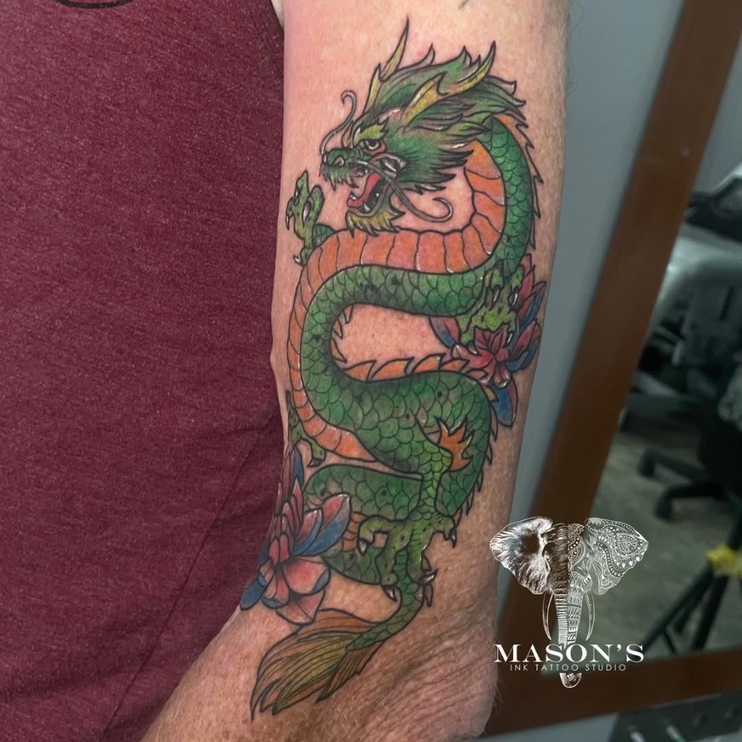 Colored Tattoo of a Dragon