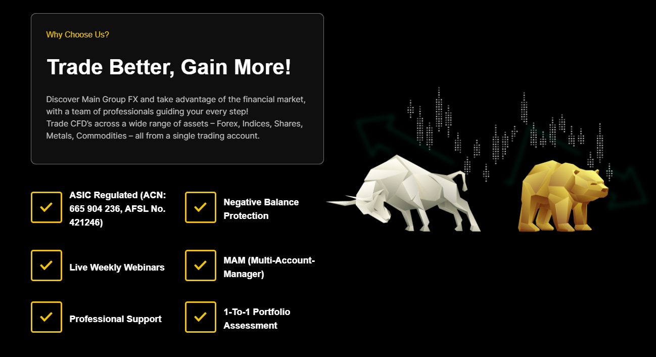 Main Group FX trading features