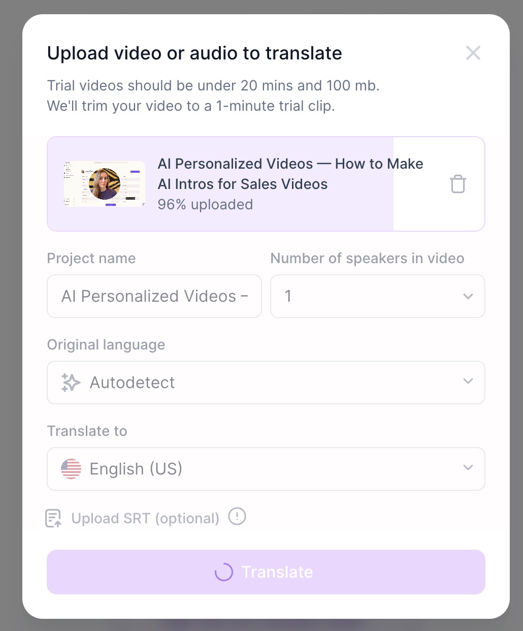 Translate video with Rask.ai