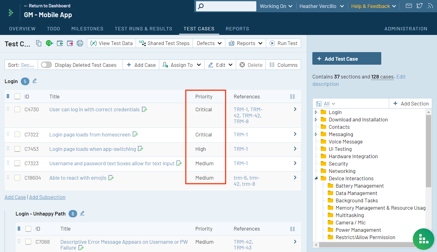 TestRail enables teams to assign priorities and categorize tests based on risk levels. This allows for better planning and allocation of resources to critical areas, aligning with RBT principles.