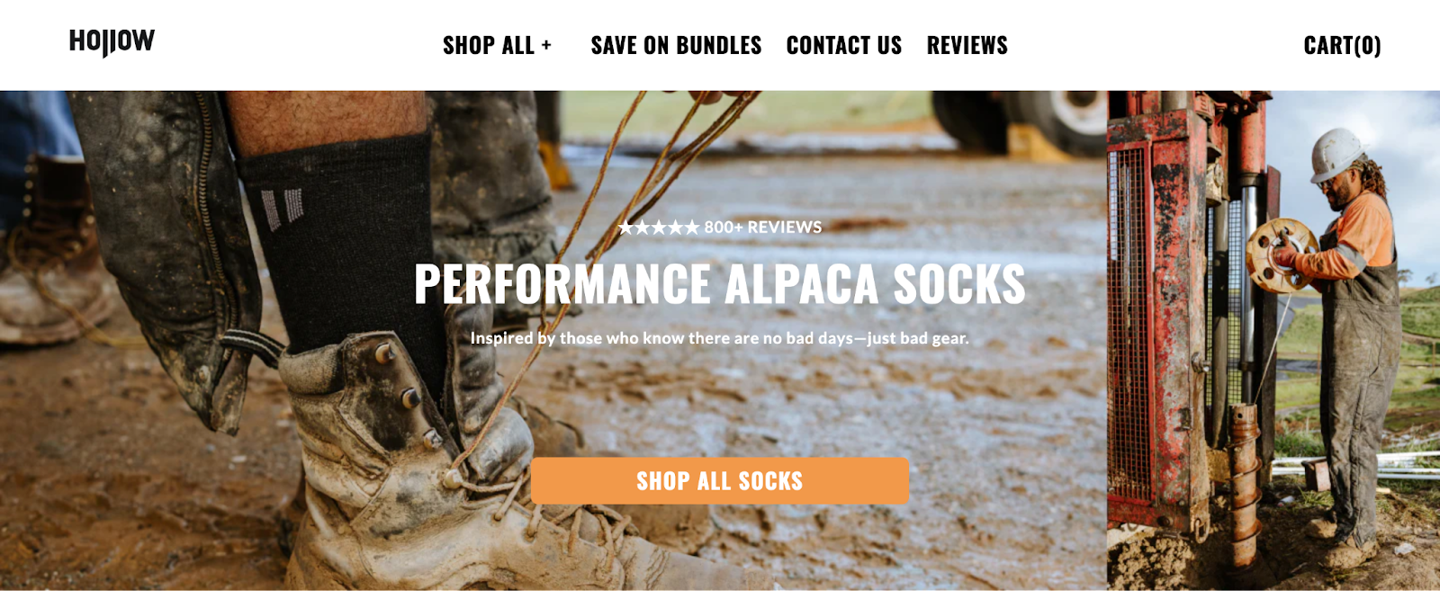 single product website example: Hollow Socks