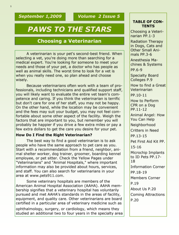Paws to the Stars back issue