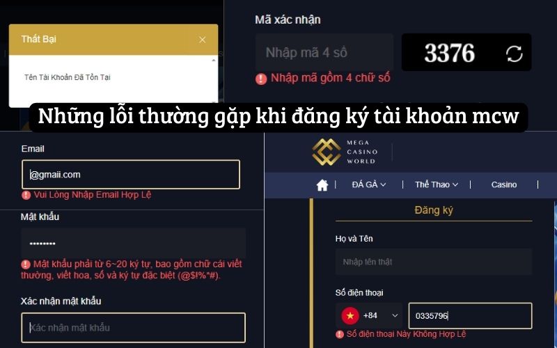 Những lỗi thường gặp khi đăng ký tài khoản mcw