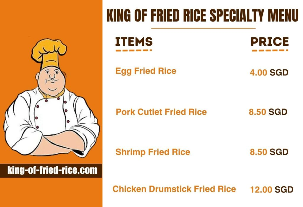 King Of Fried Rice Speciality Menu