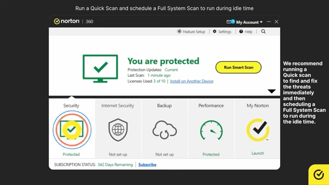 How to Run a Scan on Norton Protection for Viruses, Spyware, and Security Threats screenshot