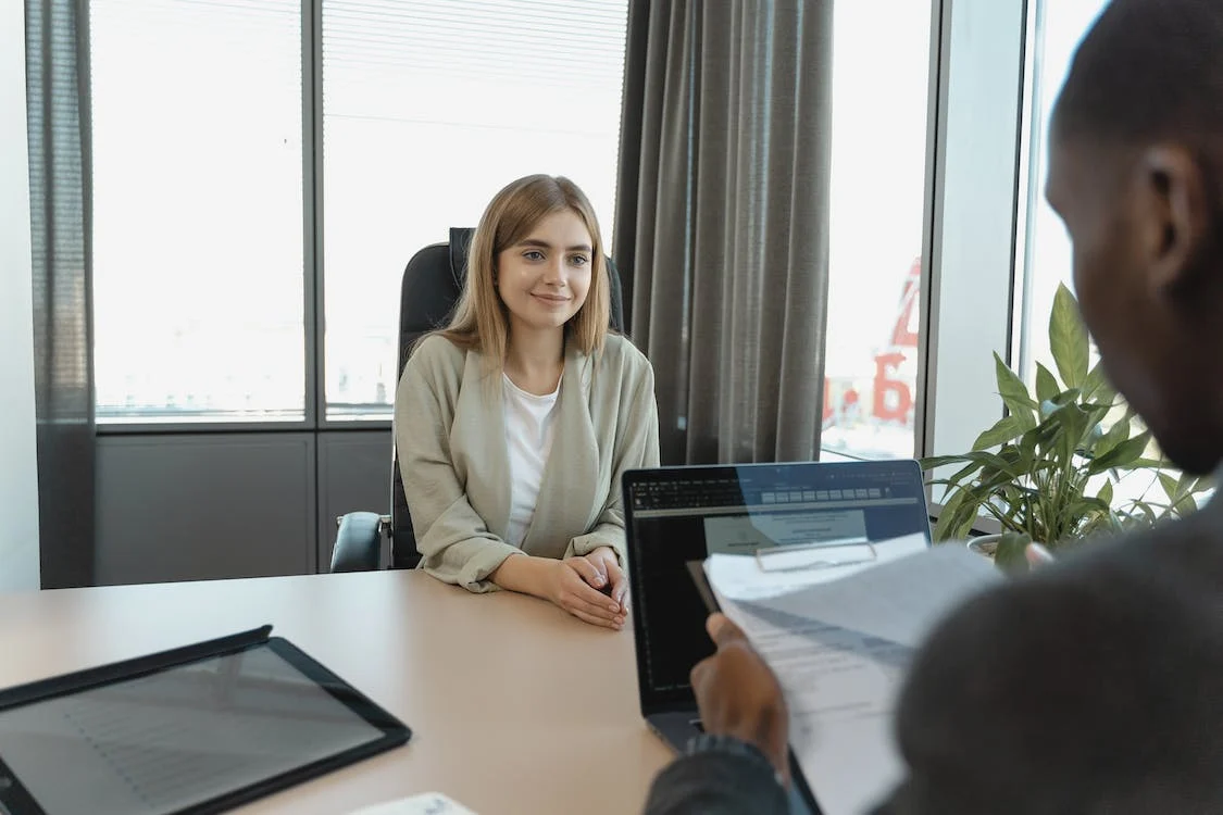 person getting interviewed