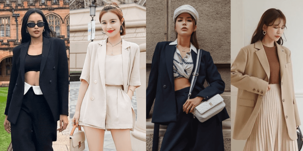 Mẫu phối blazer với chân váy phong cách, cá tính