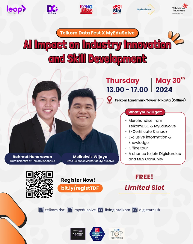Ikuti Seminar Inovasi AI di Industri dan Pengembangan Skill di Telkom Data Fest X MyEduSolve