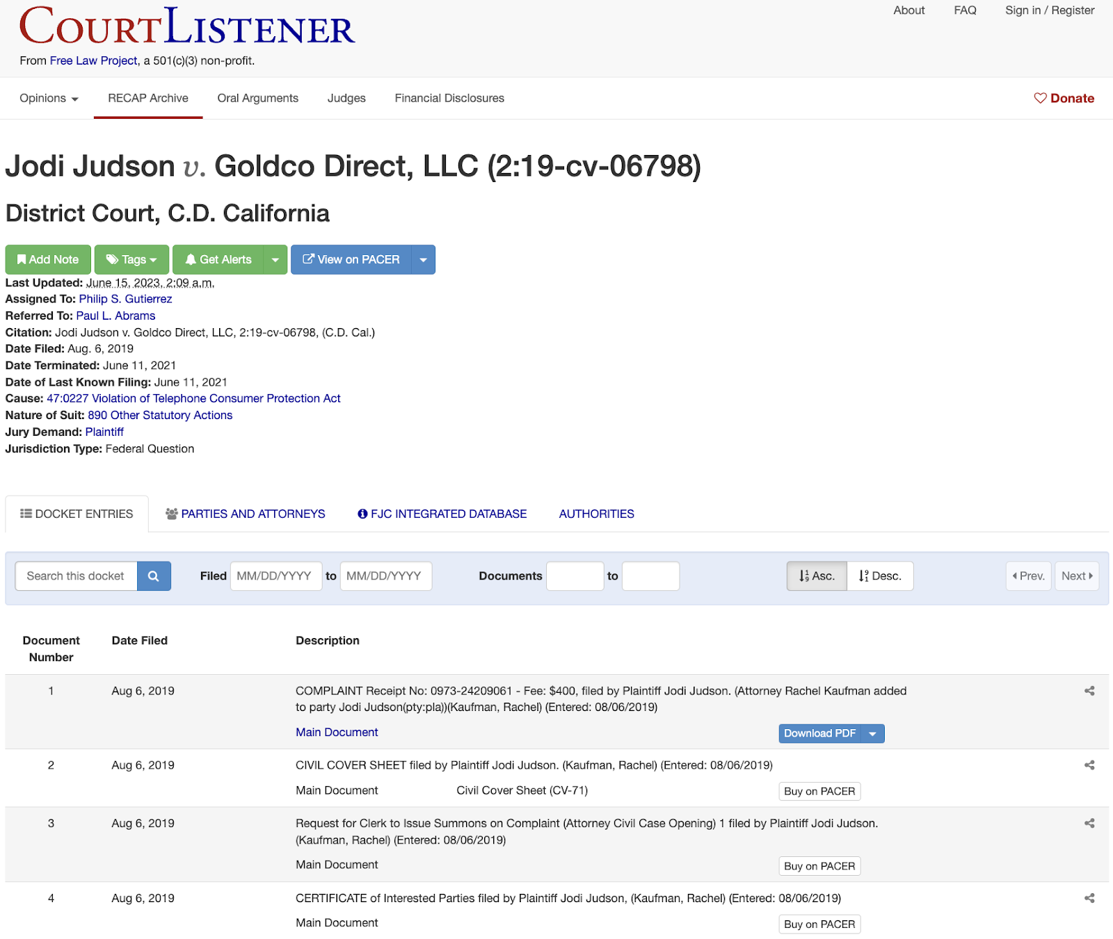 Goldco lawsuit example 