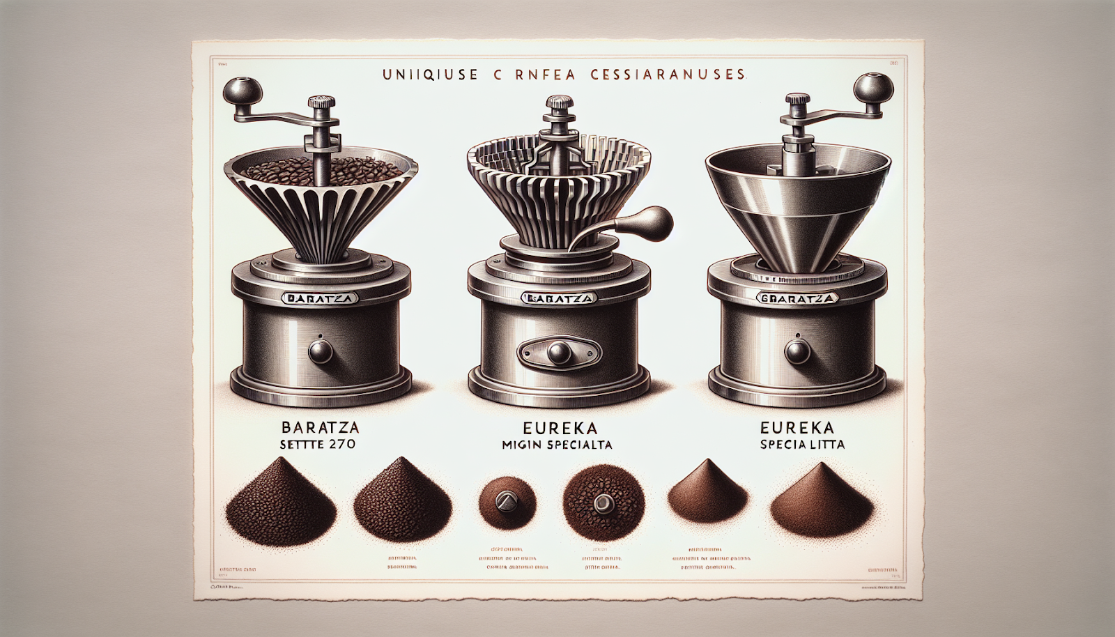 Illustration comparing different types of burrs in espresso grinders